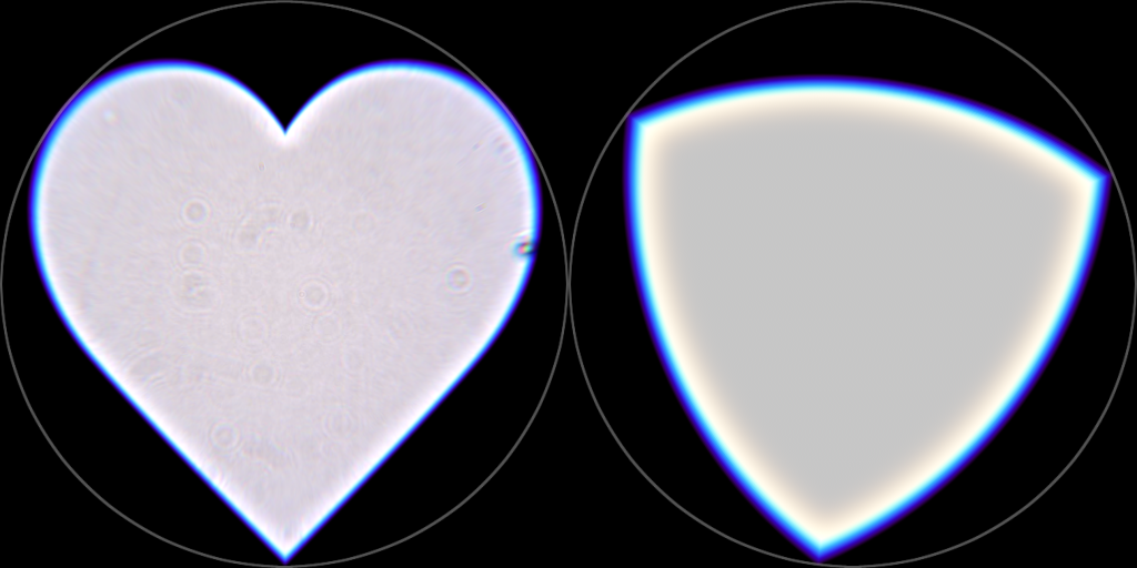 An off-center heart and reuleaux triangle that are revealed to fit within a circle